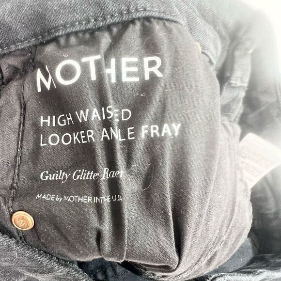 Mother Looker Ankle Fray Guilty Glitter Racer Jeans Womens 29 Black Frayed Hem - Picture 5 of 14